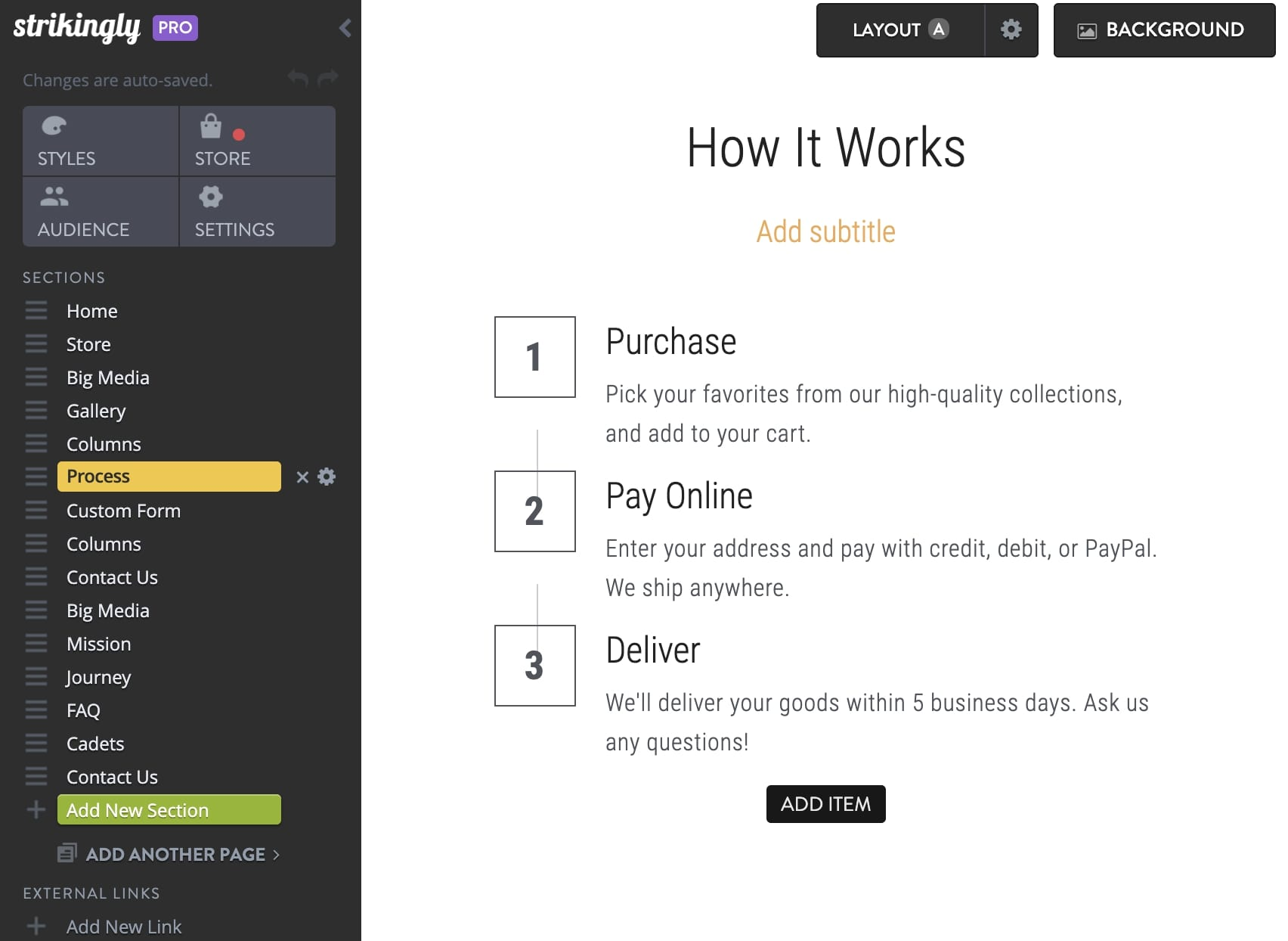 Strikingly Process Section Strikingly Process Section